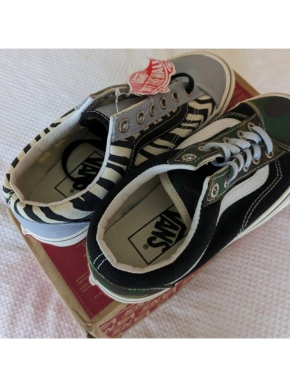 Vans Style 36 Mismatch Zebra Camo Girl Youth 3.5 Youth Animal Print 0926 - Picture 6 of 8